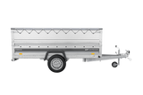 Einachsiger Anhänger auf Blattfedern 264×125 UNITRAILER FORCE 264/R KIPP mit BIS-Seitenwänden, H-0-Rahmen und grauer Plane-Neu