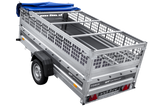 Einachsiger Anhänger auf Blattfedern 264×125 UNITRAILER FORCE 264/R KIPP mit Gitterseitenwänden, H-0-Rahmen und blauer Plane-Neu