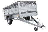 Einachsiger Anhänger auf Blattfedern 264×125 UNITRAILER FORCE 264/R KIPP mit Gitterseitenwänden, H-0-Rahmen und grauer Plane-Neu