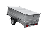 Einachsiger Anhänger auf Blattfedern 264×125 UNITRAILER GARDEN 264/R KIPP mit BIS-Seitenwänden und Aluminiumabdeckung-Neu