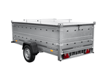 Einachsiger Anhänger auf Blattfedern 264×125 UNITRAILER GARDEN 264/R KIPP mit BIS-Seitenwänden und Aluminiumabdeckung-Neu