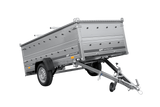 Einachsiger Anhänger auf Blattfedern 264×125 UNITRAILER GARDEN 264/R KIPP mit BIS-Seitenwänden und Aluminiumabdeckung-Neu