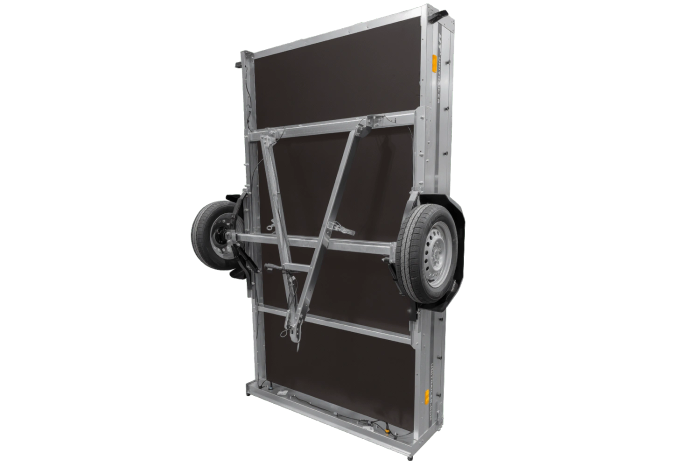 Einachsiger Anhänger auf Blattfedern 264×150 UNITRAILER GARDEN 265/R KIPP mit BIS-Seitenwänden, H-800-Rahmen und blauer Plane-Neu