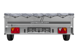 Einachsiger Anhänger auf Blattfedern 264×150 UNITRAILER GARDEN 265/R KIPP mit H-0-Rahmen und grauer Plane-Neu