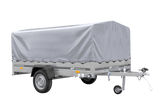 Einachsiger Anhänger auf Blattfedern 264×150 UNITRAILER GARDEN 265/R KIPP mit H-800 Rahmen und grauer Plane-Neu