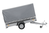 Einachsiger Anhänger mit Blattfedern 264×125 UNITRAILER FORCE 264/R KIPP mit H-1100 Rahmen und grauer Plane-Neu