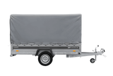 Einachsiger Anhänger mit Blattfedern 264×125 UNITRAILER FORCE 264/R KIPP mit H-1100 Rahmen und grauer Plane-Neu