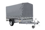 Einachsiger Anhänger mit Blattfedern 264×125 UNITRAILER FORCE 264/R KIPP mit H-1100 Rahmen und grauer Plane-Neu