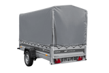 Einachsiger Anhänger mit Blattfedern 264×125 UNITRAILER FORCE 264/R KIPP mit H-1100 Rahmen und grauer Plane-Neu