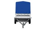 Einachsiger Anhänger mit Blattfedern 264×125 UNITRAILER FORCE 264/R KIPP mit H-1100 Spriegel und blauer Plane-Neu
