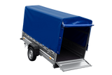 Einachsiger Anhänger mit Blattfedern 264×125 UNITRAILER FORCE 264/R KIPP mit H-1100 Spriegel und blauer Plane-Neu
