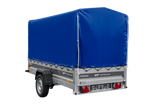 Einachsiger Anhänger mit Blattfedern 264×125 UNITRAILER FORCE 264/R KIPP mit H-1100 Spriegel und blauer Plane-Neu