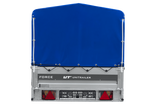 Einachsiger Anhänger mit Blattfedern 264×125 UNITRAILER FORCE 264/R KIPP mit H-800 Spriegel und blauer Plane-Neu