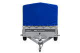 Einachsiger Anhänger mit Blattfedern 264×125 UNITRAILER FORCE 264/R KIPP mit H-800 Spriegel und blauer Plane-Neu