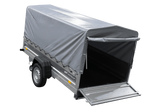 Einachsiger Anhänger mit Blattfedern 264×125 UNITRAILER FORCE 264/R KIPP mit H-800 Spriegel und grauer Plane-Neu