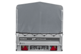 Einachsiger Anhänger mit Blattfedern 264×125 UNITRAILER FORCE 264/R KIPP mit H-800 Spriegel und grauer Plane-Neu