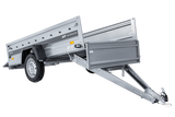 Einachsiger Anhänger mit Blattfedern 264×125 UNITRAILER FORCE 264/R KIPP mit H-800 Spriegel und grauer Plane-Neu