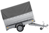 Einachsiger Federanhänger 230×125 UNITRAILER FORCE 230/R KIPP mit BIS-Seitenwänden, H-800-Rahmen und grauer Plane-Neu