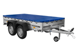 GARDEN TRAILER 264/2 KIPP MIT STÜTZRAD, PLANENTRÄGER UND BLAUER FLACHPLANE-Neu