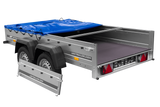 GARDEN TRAILER 264/2 KIPP MIT STÜTZRAD, PLANENTRÄGER UND BLAUER FLACHPLANE-Neu