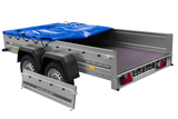 GARDEN TRAILER 264/2 KIPP MIT STÜTZRAD, PLANENTRÄGER UND BLAUER FLACHPLANE-Neu