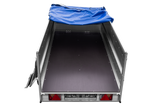 GARDEN TRAILER 264/2 KIPP Zweiachsanhänger mit Stützrad, Planenträgern, zus. Bordwänden und blauer Flachplane-Neu