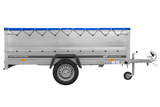 Großer Anhänger 750 kg GARDEN TRAILER 264 KIPP mit Bordwandaufsatz [zusätzliche 40 cm], Stützrad und blauer Flachplane-Neu