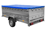 Großer Anhänger 750 kg GARDEN TRAILER 264 KIPP mit Bordwandaufsatz [zusätzliche 40 cm], Stützrad und blauer Flachplane-Neu