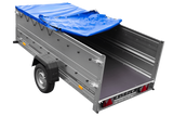 Großer Anhänger 750 kg GARDEN TRAILER 264 KIPP mit Bordwandaufsatz [zusätzliche 40 cm], Stützrad und blauer Flachplane-Neu