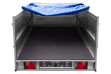 Großer Anhänger 750 kg GARDEN TRAILER 264 KIPP mit Bordwandaufsatz [zusätzliche 40 cm], Stützrad und blauer Flachplane-Neu