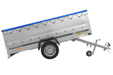 Großer Anhänger 750 kg GARDEN TRAILER 264 KIPP mit Bordwandaufsatz [zusätzliche 40 cm], Stützrad und blauer Flachplane-Neu