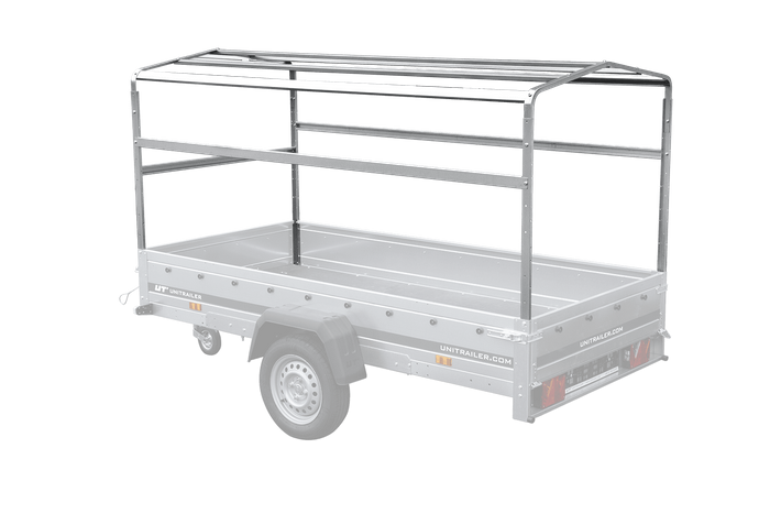PKW-Anhänger auf Federn 264×125 UNITRAILER GARDEN 264/R KIPP mit H-1100-Rahmen und grauer Plane-Neu