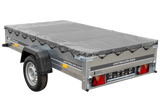 Kipper Pkw Anhänger Garden Trailer 230 KIPP [230 cm x 125 cm] mit Flachplane, Stützrad und Planenträger-Neu