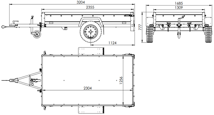 Kipper Pkw Anhänger Garden Trailer 230 KIPP [230 cm x 125 cm] mit Flachplane, Stützrad und Planenträger-Neu