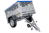 Kompakter Anhänger Garden Trailer 150 KIPP 150×106 cm 750 kg mit Laubgitteraufsatz-Neu