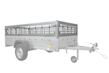 Autotransportanhänger auf Blattfedern 264×150 UNITRAILER GARDEN 265/R KIPP mit Gitterwänden, H-800 Rahmen und blauer Plane-Neu