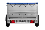 Leichtanhänger auf Blattfedern 200×125 UNITRAILER GARDEN 201/R KIPP mit BIS-Seiten, H-0-Rahmen und blauer Plane-Neu
