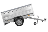 Leichtanhänger auf Blattfedern 200×125 UNITRAILER GARDEN 201/R KIPP mit BIS-Seiten, H-0-Rahmen und grauer Plane-Neu