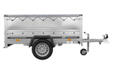 Leichtanhänger auf Blattfedern 200×125 UNITRAILER GARDEN 201/R KIPP mit BIS-Seiten, H-0-Rahmen und grauer Plane-Neu