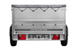 Leichtanhänger auf Blattfedern 200×125 UNITRAILER GARDEN 201/R KIPP mit BIS-Seiten, H-0-Rahmen und grauer Plane-Neu