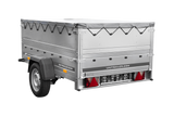 Leichtanhänger auf Blattfedern 200×125 UNITRAILER GARDEN 201/R KIPP mit BIS-Seiten, H-0-Rahmen und grauer Plane-Neu