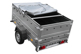 Leichtanhänger auf Blattfedern 200×125 UNITRAILER GARDEN 201/R KIPP mit BIS-Seiten, H-0-Rahmen und grauer Plane-Neu