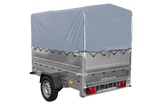 Leichtanhänger auf Blattfedern 200×125 UNITRAILER GARDEN 201/R KIPP mit BIS-Seiten, H-800-Rahmen und grauer Plane-Neu