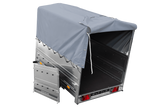 Leichtanhänger auf Blattfedern 200×125 UNITRAILER GARDEN 201/R KIPP mit BIS-Seiten, H-800-Rahmen und grauer Plane-Neu
