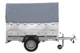 Leichtanhänger auf Blattfedern 200×125 UNITRAILER GARDEN 201/R KIPP mit BIS-Seiten, H-800-Rahmen und grauer Plane-Neu