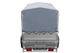 Leichtanhänger auf Blattfedern 200×125 UNITRAILER GARDEN 201/R KIPP mit BIS-Seiten, H-800-Rahmen und grauer Plane-Neu