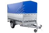 Leichter Anhänger auf Blattfedern 264×125 UNITRAILER FORCE 264/R KIPP mit BIS-Seitenwänden, H-800-Rahmen und blauer Plane-Neu