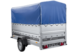 Leichter Anhänger auf Blattfedern 264×125 UNITRAILER FORCE 264/R KIPP mit BIS-Seitenwänden, H-800-Rahmen und blauer Plane-Neu