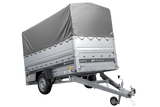 Leichter Anhänger auf Blattfedern 264×125 UNITRAILER FORCE 264/R KIPP mit BIS-Seitenwänden, H-800-Rahmen und grauer Plane-Neu