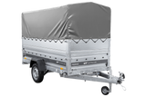 Leichter Anhänger auf Blattfedern 264×125 UNITRAILER FORCE 264/R KIPP mit BIS-Seitenwänden, H-800-Rahmen und grauer Plane-Neu